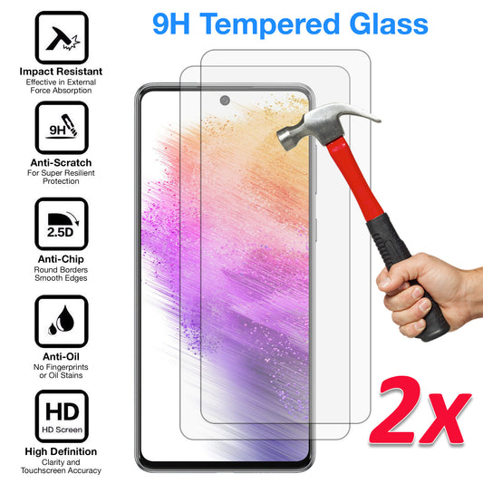 [2 Pack] MEZON Samsung Galaxy A73 5G Tempered Glass Crystal Clear Premium 9H HD Case Friendly Screen Protector