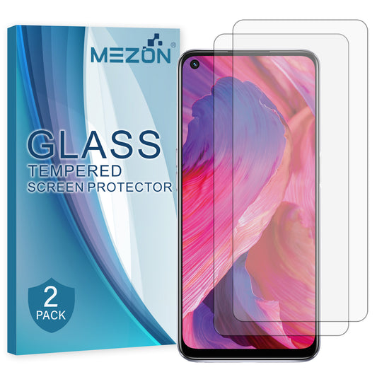 [2 Pack] MEZON OPPO A76 Tempered Glass 9H HD Crystal Clear Premium Case Friendly Screen Protector (OPPO A76, 9H)