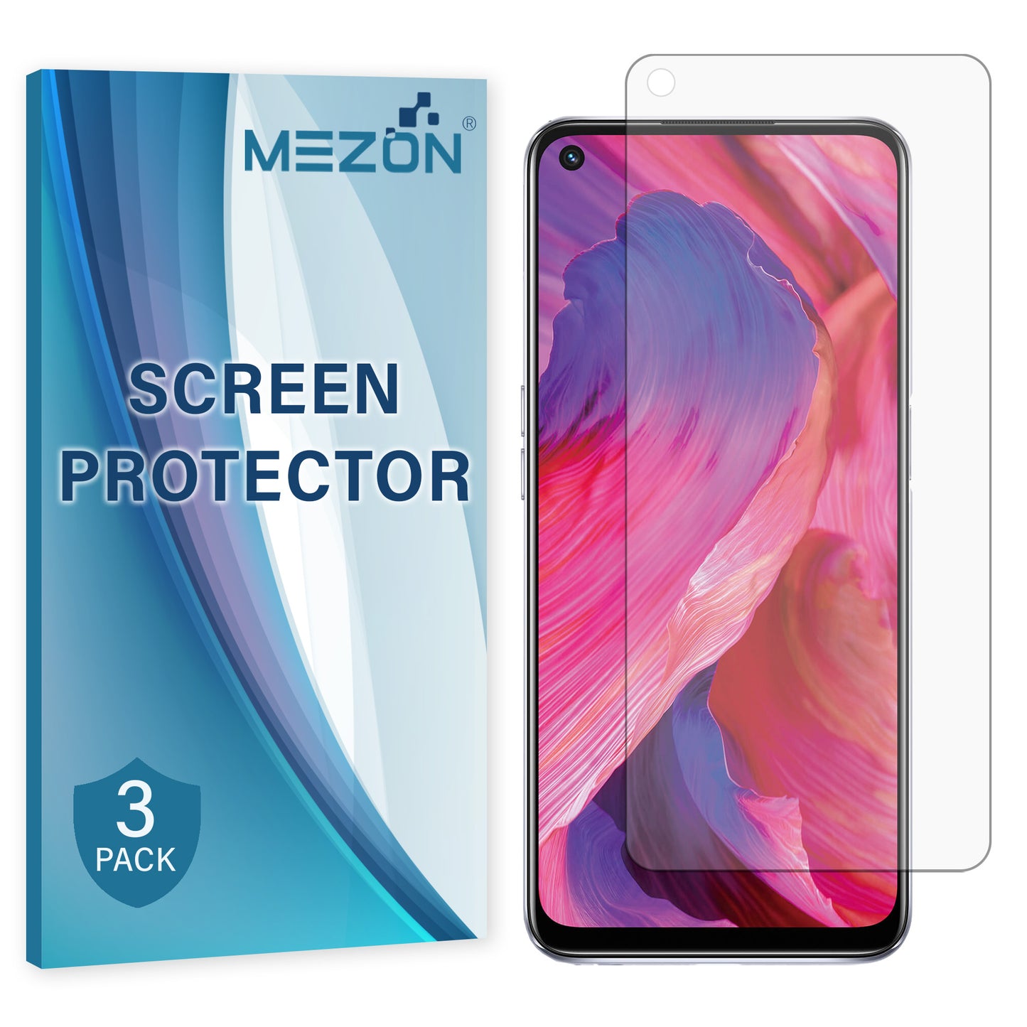[3 Pack] MEZON OPPO A76 Anti-Glare Matte Screen Protector Case Friendly Film (OPPO A76, Matte)