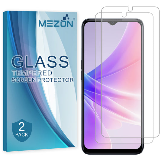 [2 Pack] MEZON Tempered Glass for OPPO A57 Crystal Clear Premium 9H HD Case Friendly Screen Protector (OPPO A57, 9H)