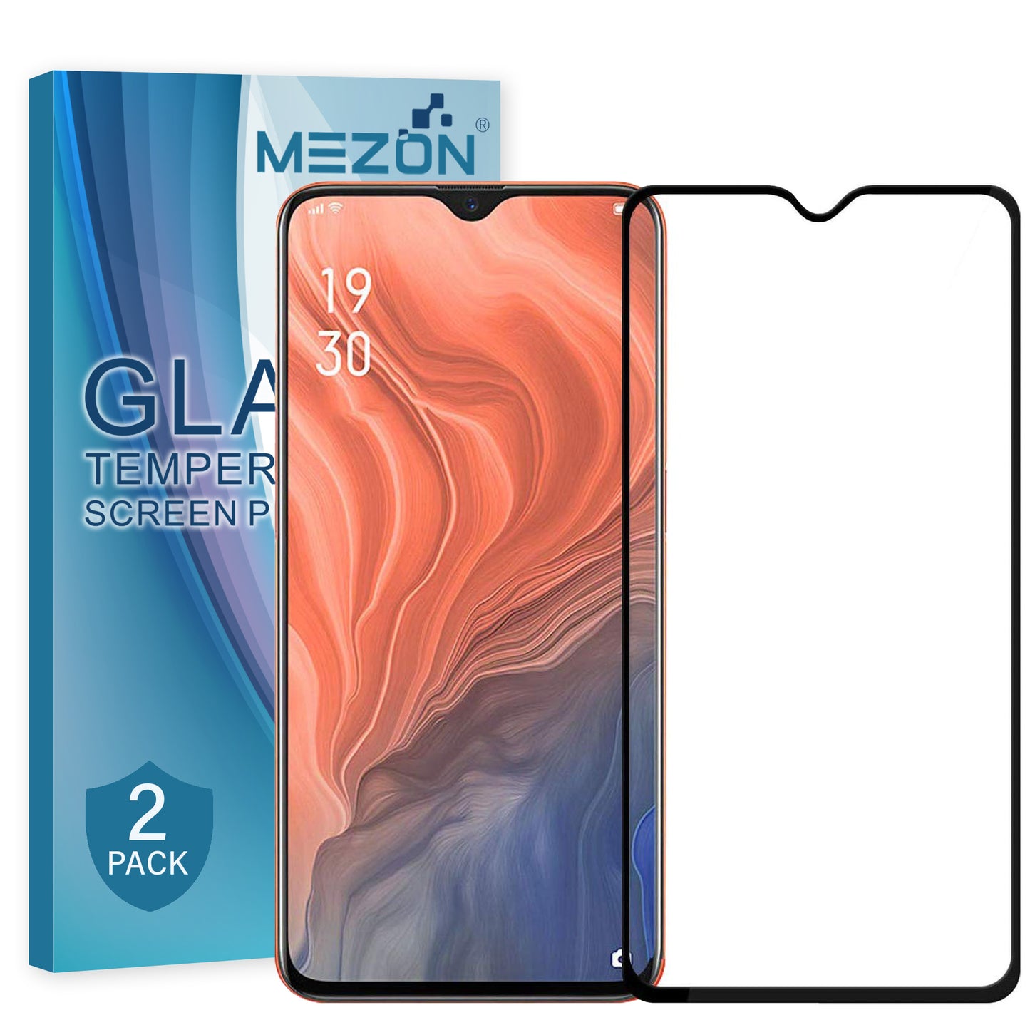 [2 Pack] MEZON Full Coverage OPPO Find X2 Lite Tempered Glass Crystal Clear Premium 9H Screen Protector (Find X2 Lite, 9H Full)