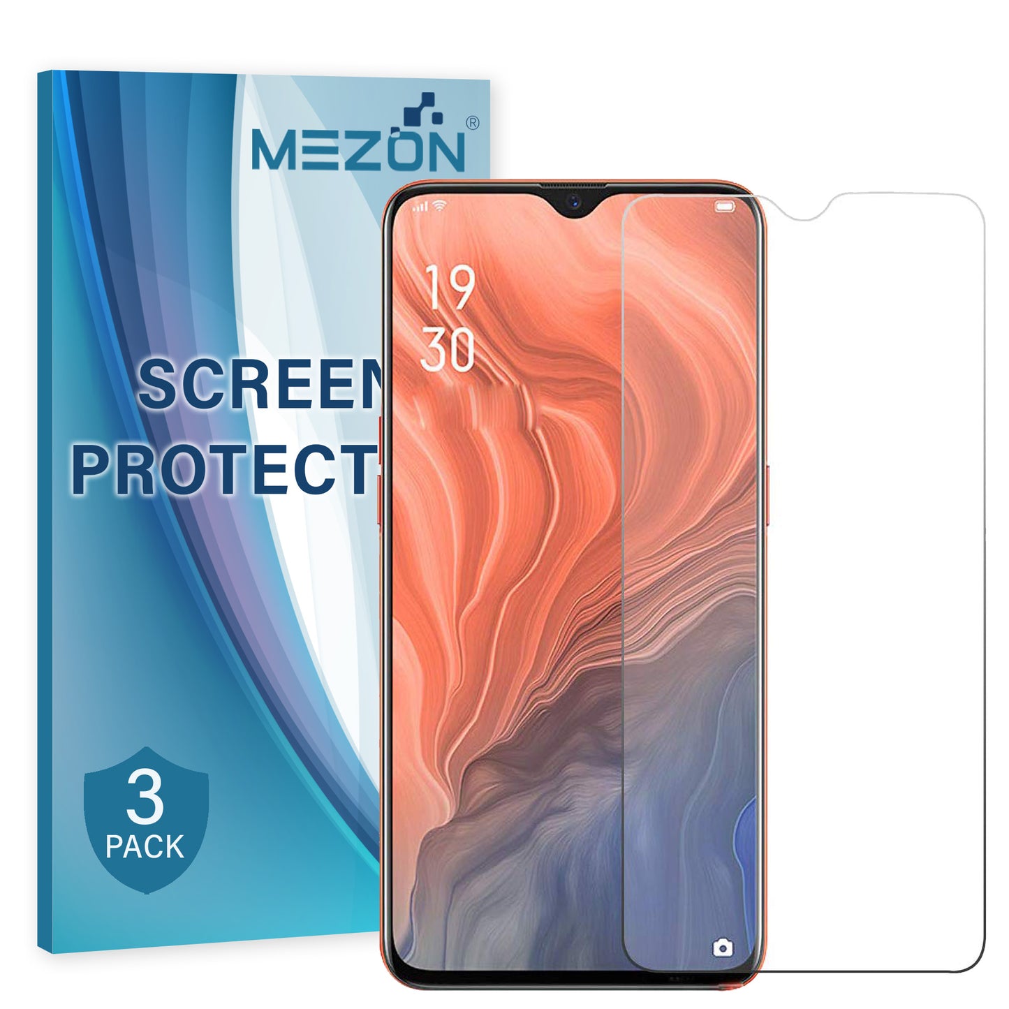 [3 Pack] MEZON OPPO A91 Ultra Clear Screen Protector Case Friendly Film (A91, Clear)