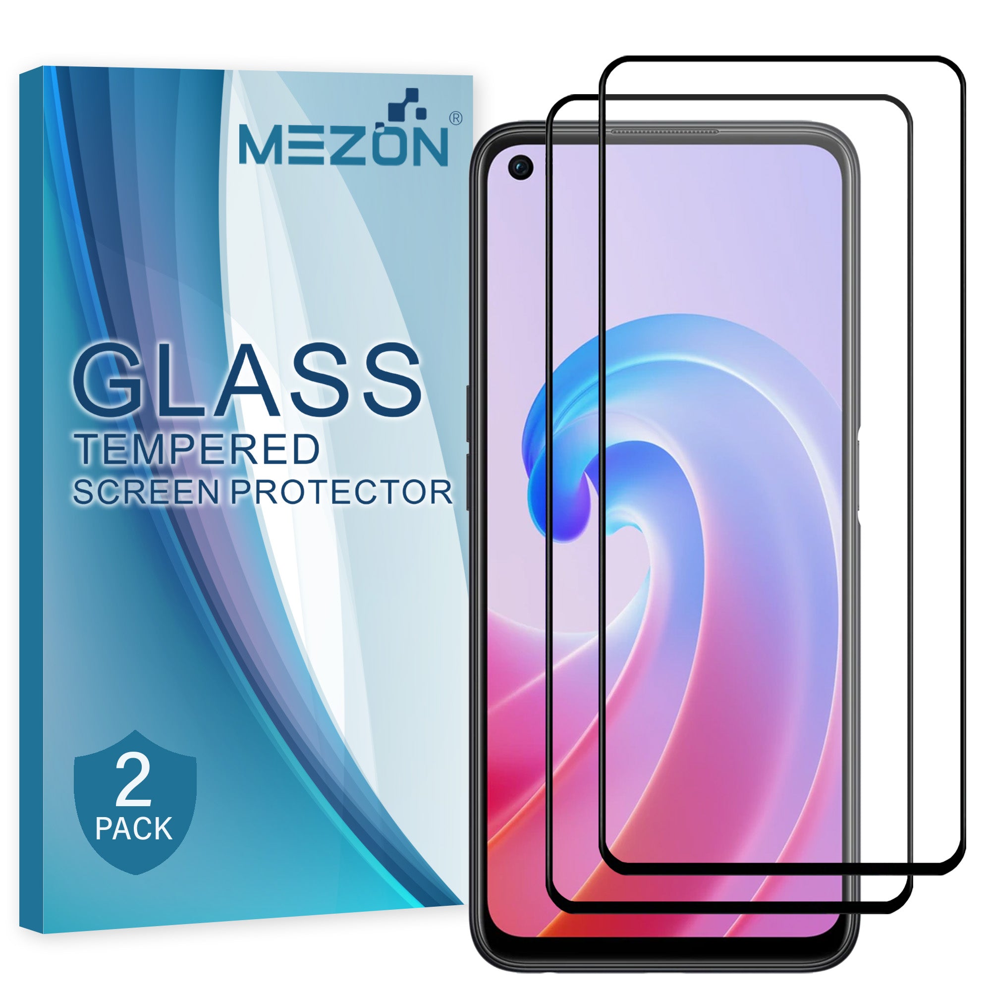 [2 Pack] MEZON OPPO A96 Full-Cover 9H Tempered Glass