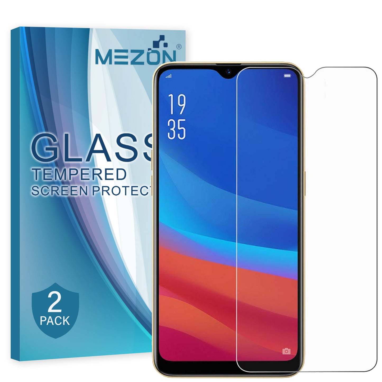 [2 Pack] MEZON OPPO AX5s Tempered Glass 9H HD Crystal Clear Premium Case Friendly Screen Protector (AX5s, 9H)