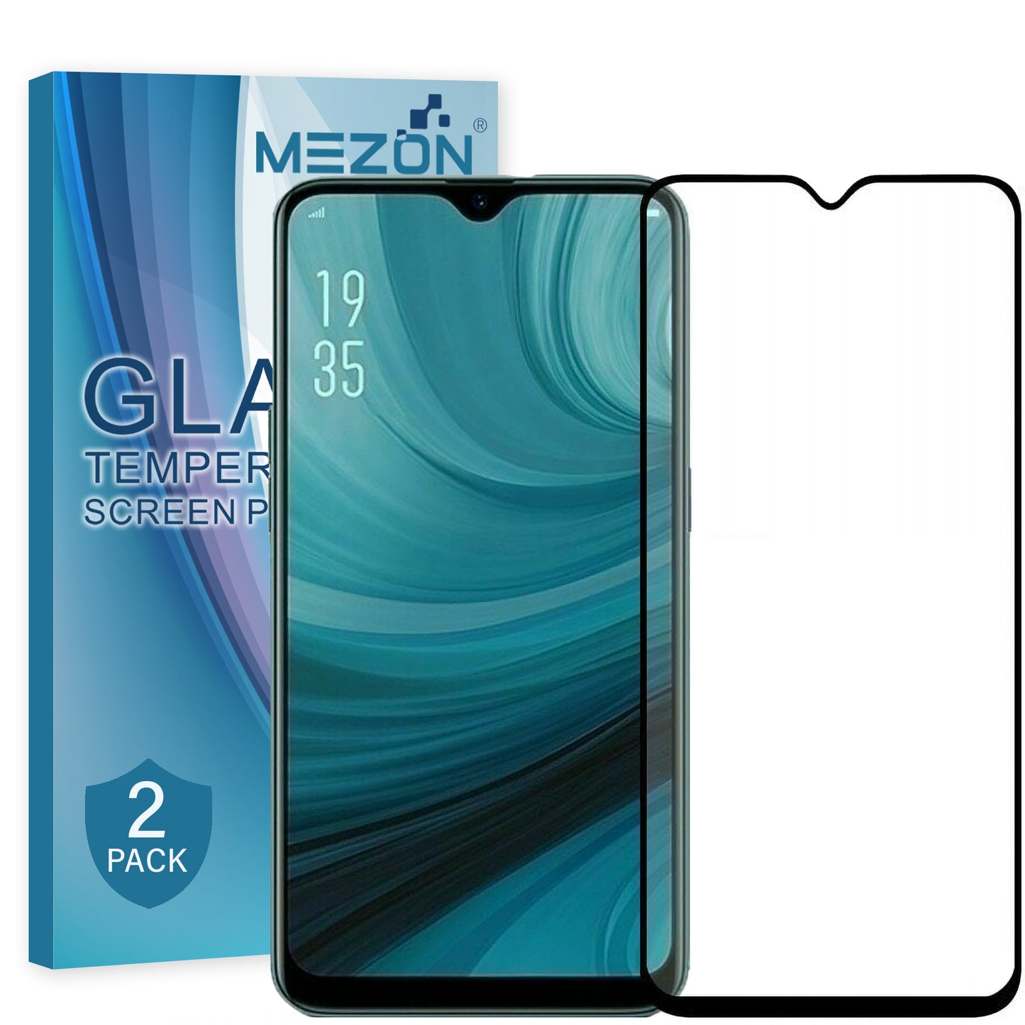 [2 Pack] MEZON Full Coverage OPPO AX7 Tempered Glass Crystal Clear Premium 9H HD Screen Protector (OPPO AX7, 9H Full)