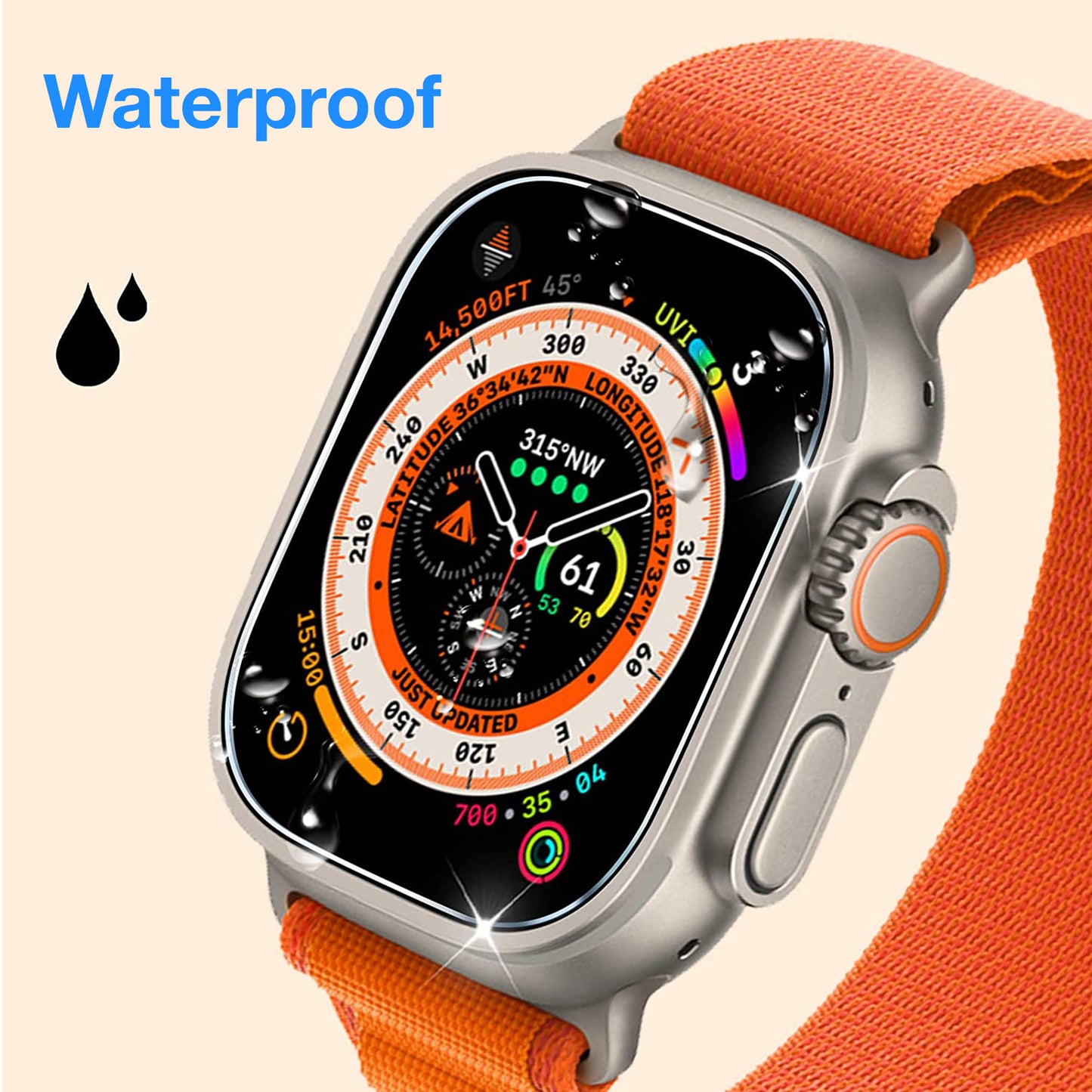 [2 Pack] MEZON Apple Watch Ultra (49 mm) Premium Tempered Glass Protector Shock Absorption (Apple Watch Ultra, 9H)
