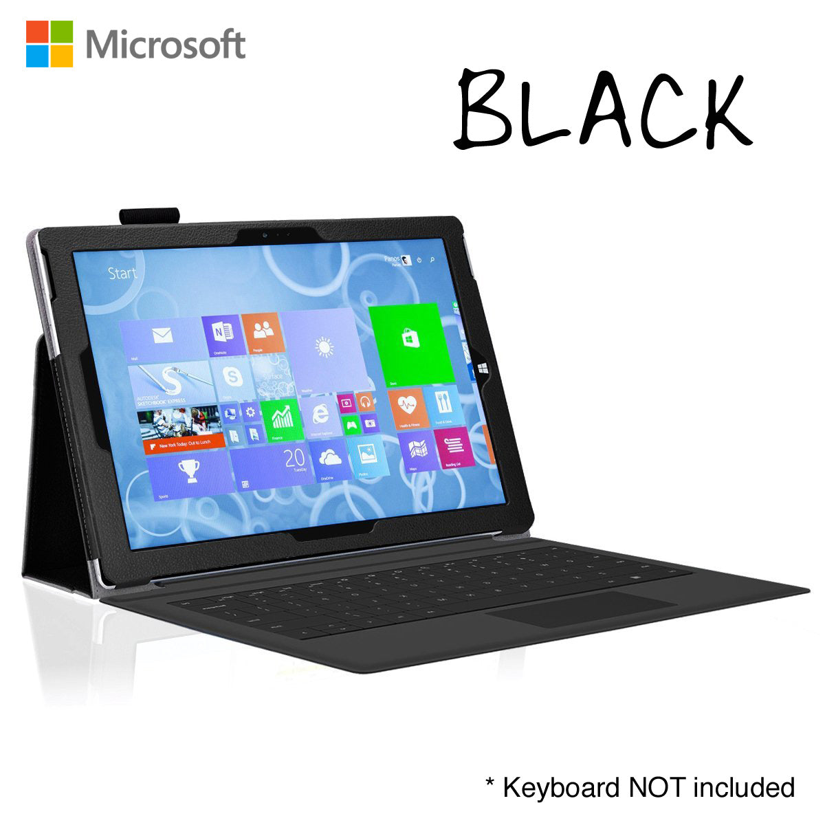 MEZON Microsoft Surface Pro 3 (12") Slim Folio Flip Case – Compatible with Type Cover Keyboard – Black