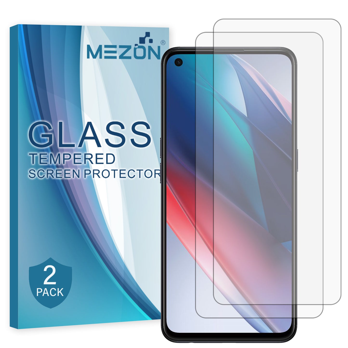 [2 Pack] MEZON OPPO Find X3 Lite Tempered Glass 9H HD Crystal Clear Premium Case Friendly Screen Protector