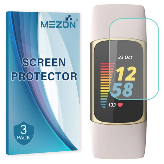 [3 Pack] MEZON Fitbit Charge 5 Ultra Clear Screen Protector TPU Film for Fitness Tracker Shock Absorption (Charge 5, Clear)