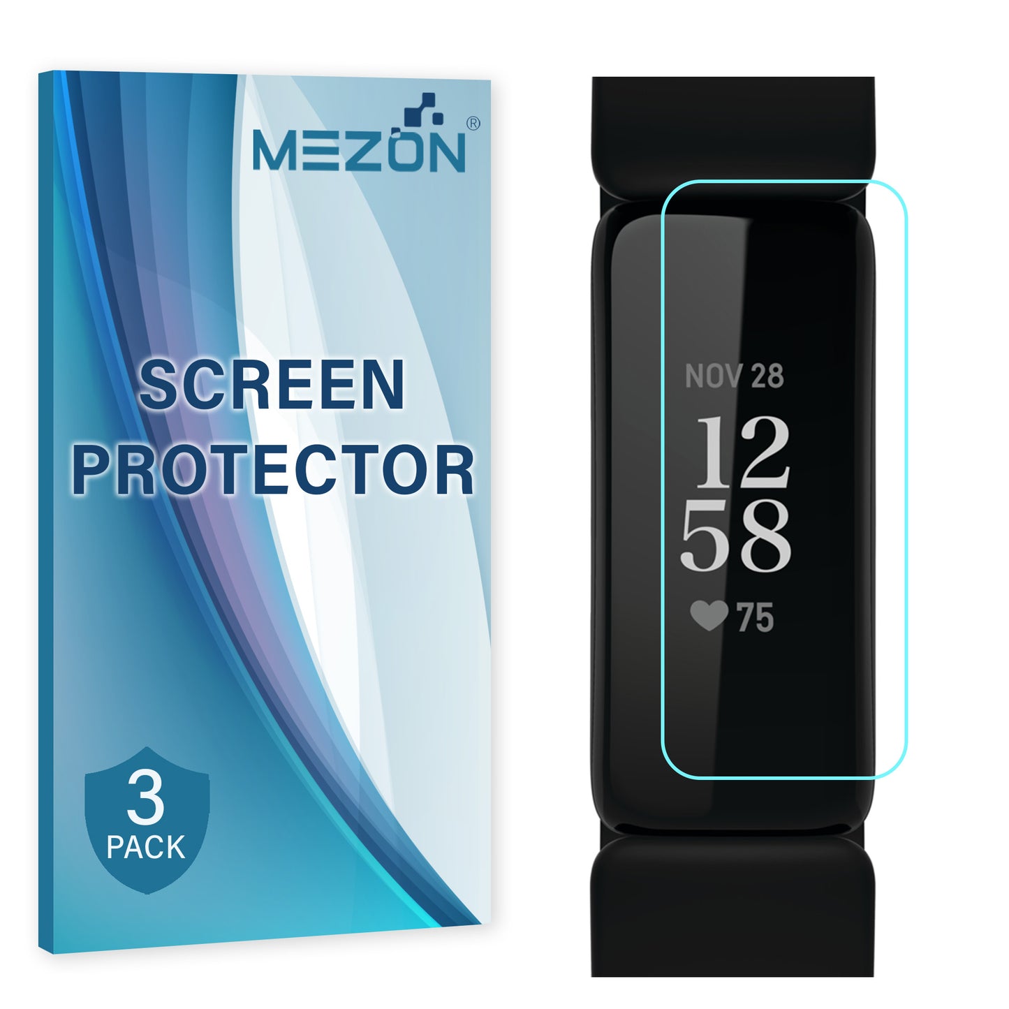 [3 Pack] MEZON Fitbit Inspire 2 Ultra Clear Screen Protector TPU Film for Fitness Tracker Shock Absorption (Inspire 2, Clear)