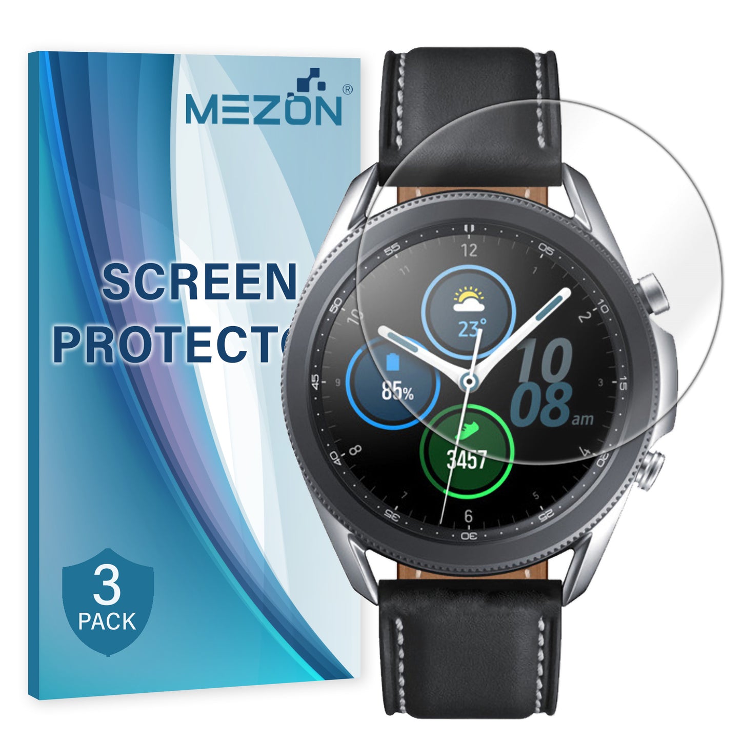 [3 Pack] MEZON Samsung Galaxy Watch3 (41 mm) Ultra Clear TPU Film Screen Protectors Shock Absorption (Watch 3 41mm, Clear)