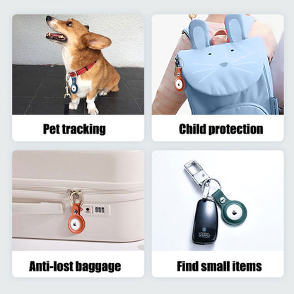 [1 pack] MEZON Yellow PU Leather Protective Case Holder for Apple AirTag Tracker with Keychain Ring (Leather, Yellow)