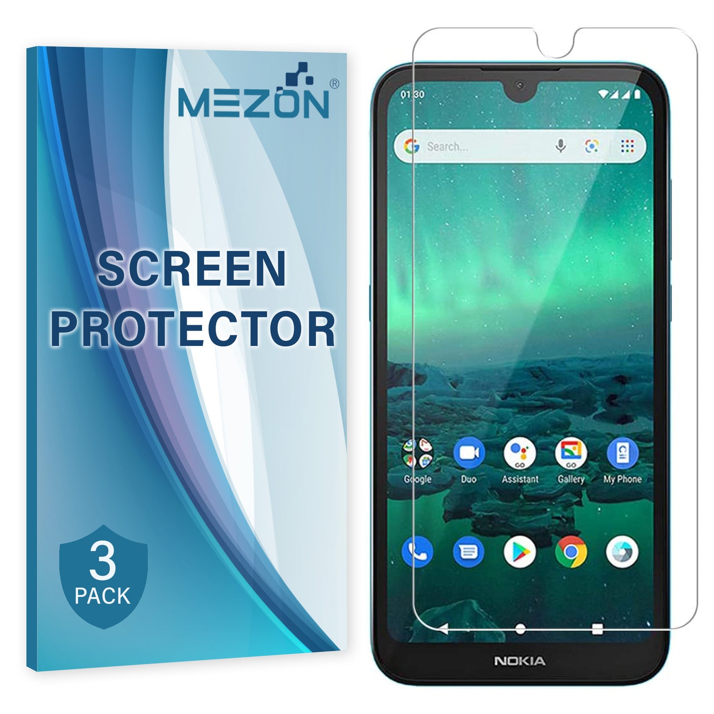 [3 Pack] MEZON Nokia 1.3 Ultra Clear Screen Protector Case Friendly Film (Nokia 1.3, Clear)