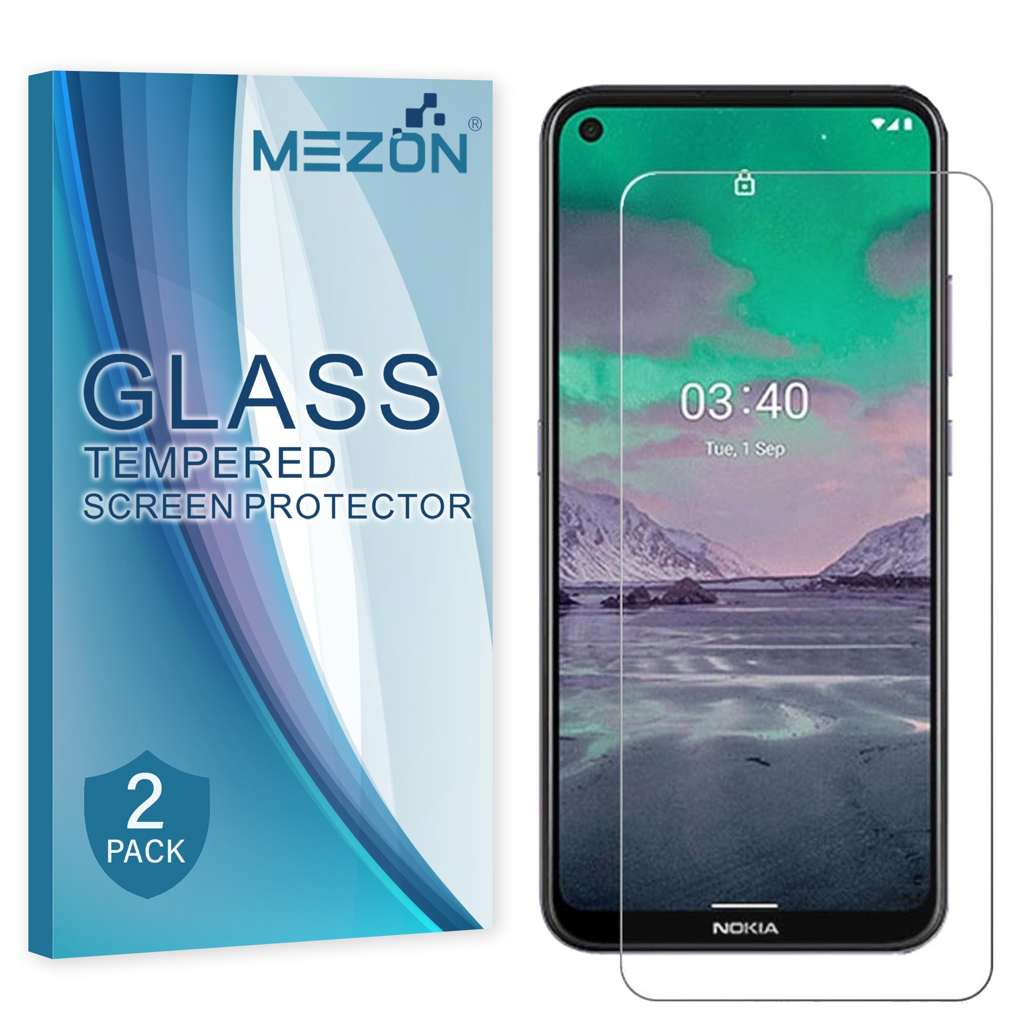 [2 Pack] MEZON Nokia 3.4 Case-Friendly 9H Tempered Glass