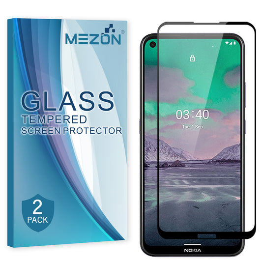 [2 Pack] MEZON Full Coverage Nokia 5.4 Tempered Glass Crystal Clear Premium 9H HD Screen Protector (Nokia 5.4, 9H Full)