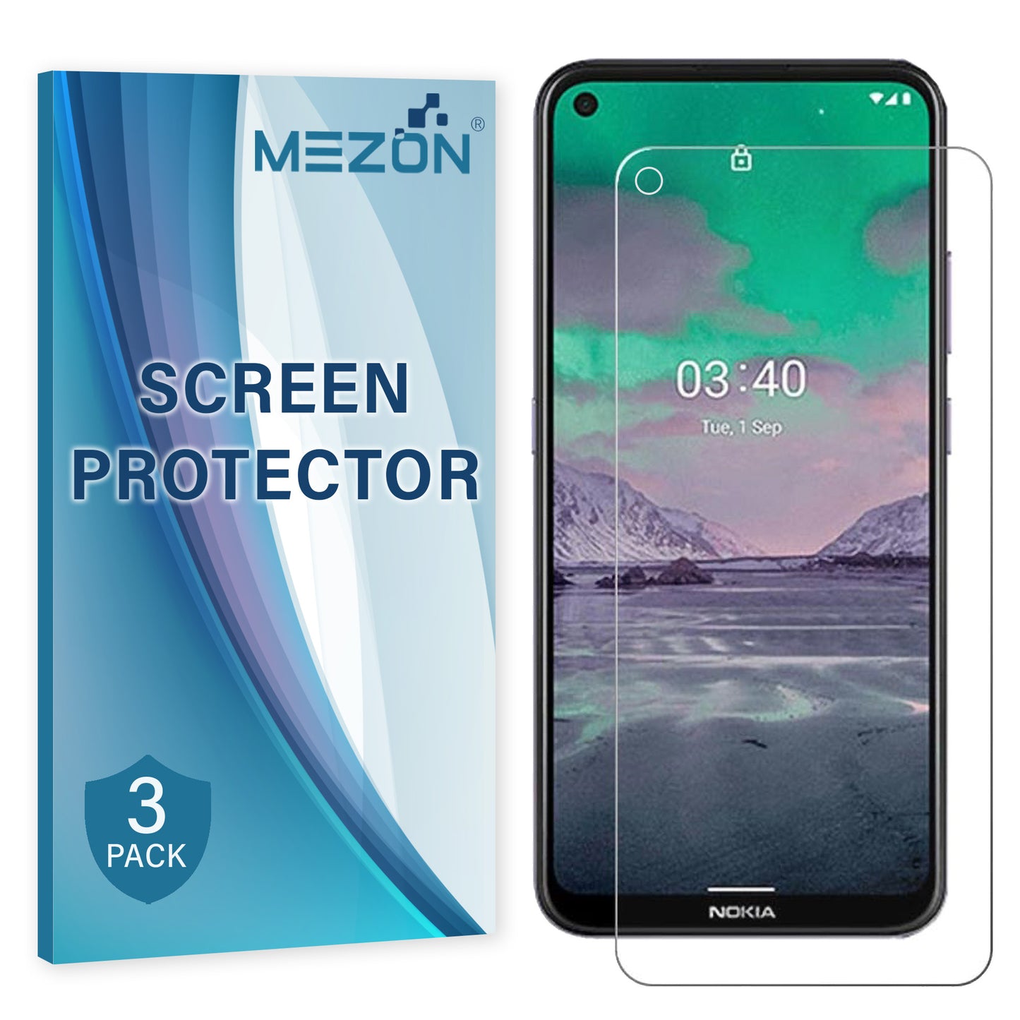 [3 Pack] MEZON Nokia 3.4 Ultra Clear Screen Protector Case Friendly Film (Nokia 3.4, Clear)