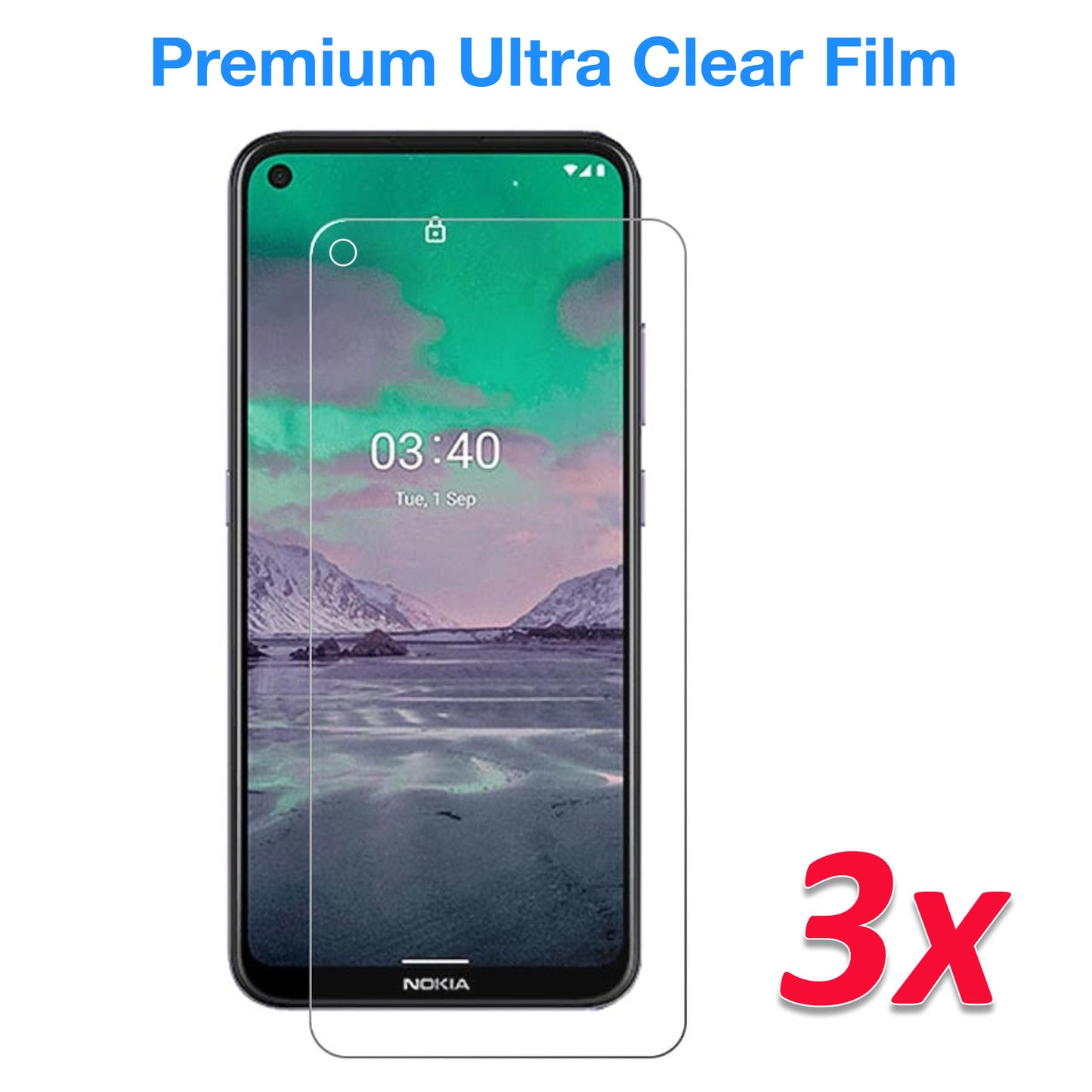 [3 Pack] MEZON Nokia 3.4 Ultra Clear Screen Protector Case Friendly Film (Nokia 3.4, Clear)