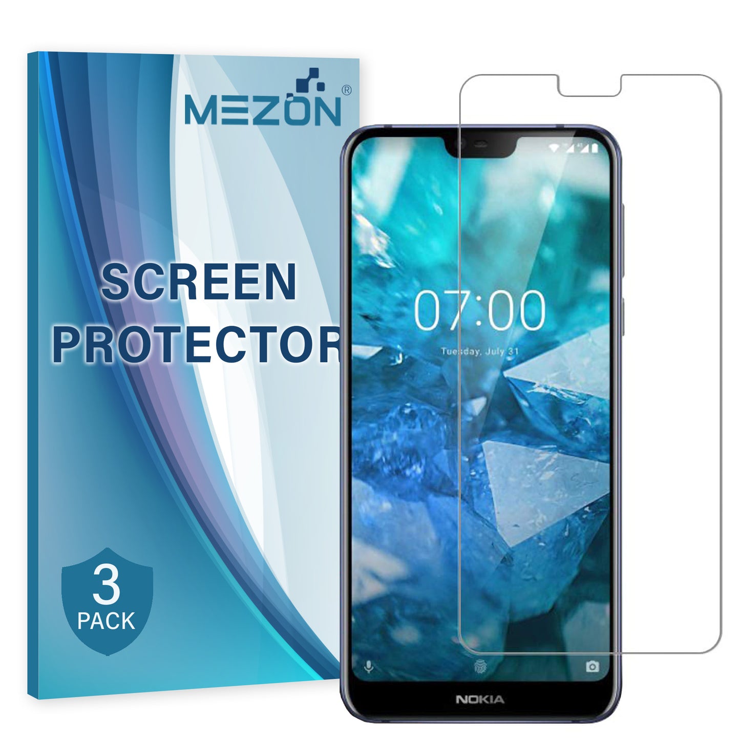 [3 Pack] MEZON Nokia 7.1 Ultra Clear Screen Protector Case Friendly Film (Nokia 7.1, Clear)