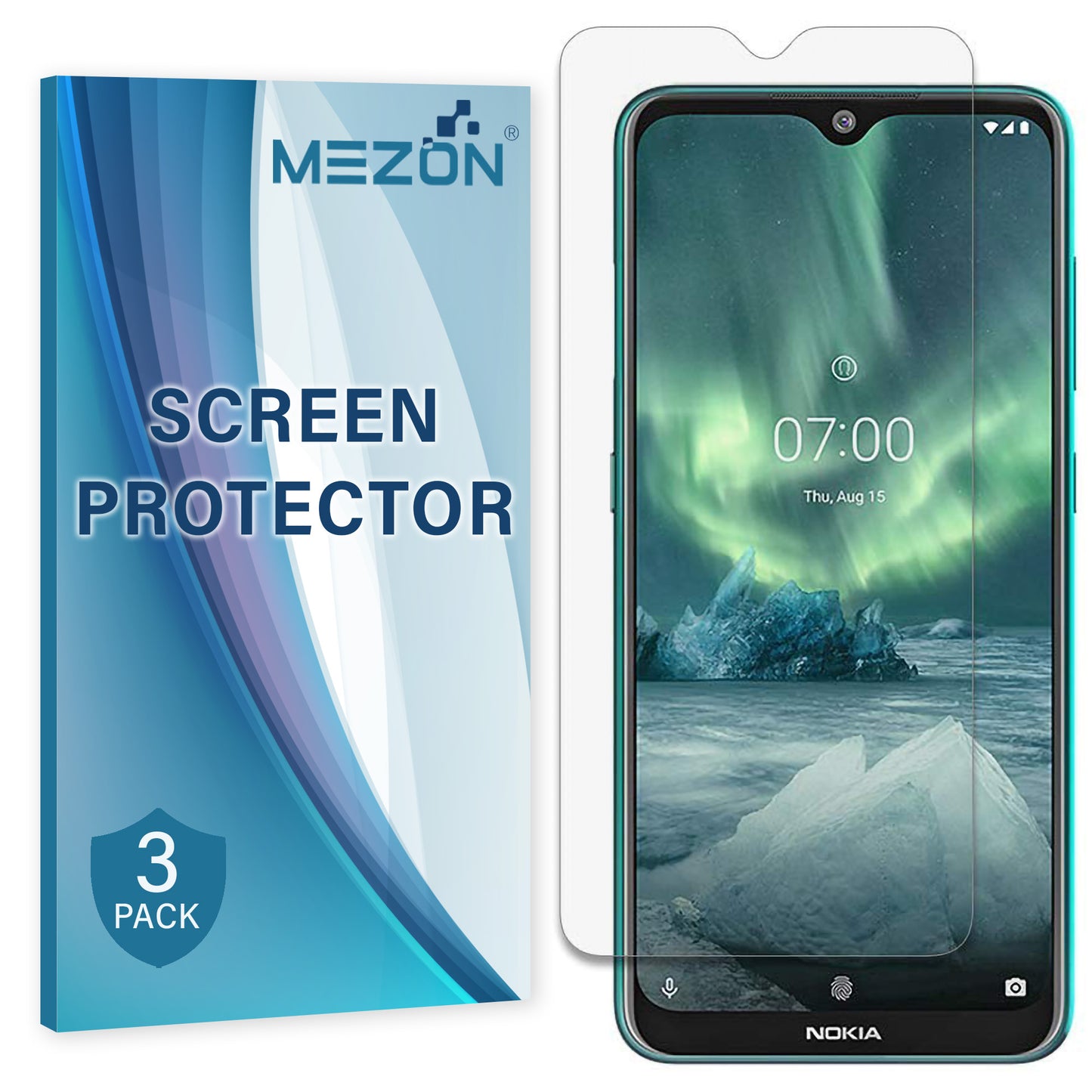 [3 Pack] MEZON Nokia 7.2 Ultra Clear Screen Protector Case Friendly Film (Nokia 7.2, Clear)