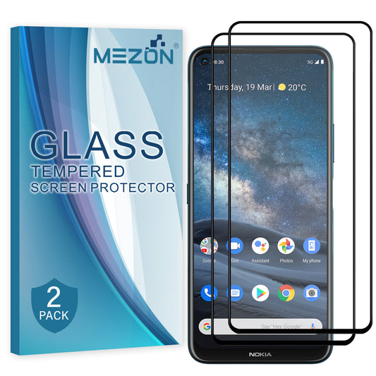 [2 Pack] MEZON Full Coverage Nokia 8.3 Tempered Glass Crystal Clear Premium 9H HD Screen Protector (Nokia 8.3, 9H Full)