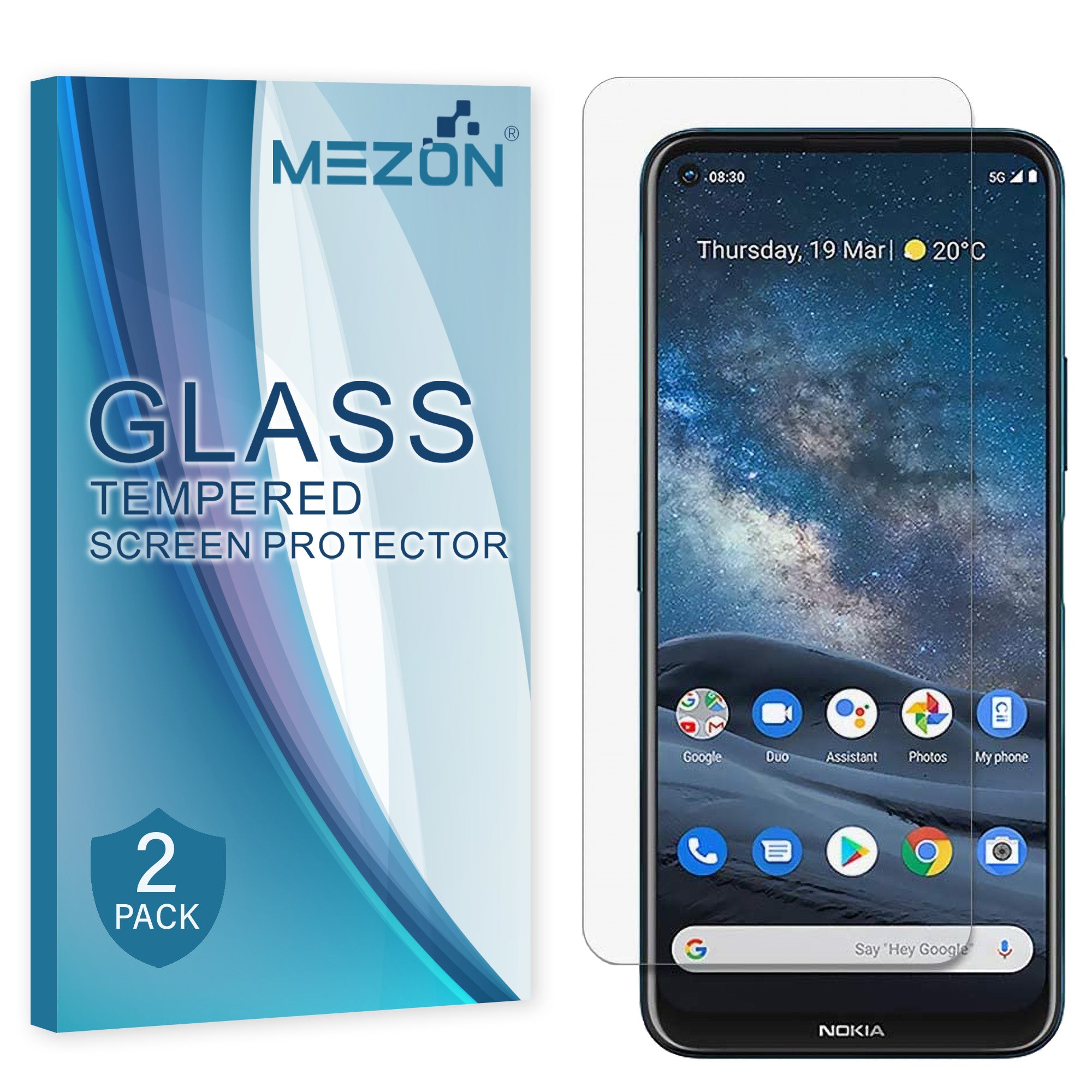 [2 Pack] MEZON Nokia 8.3 5G Case-Friendly 9H Tempered Glass