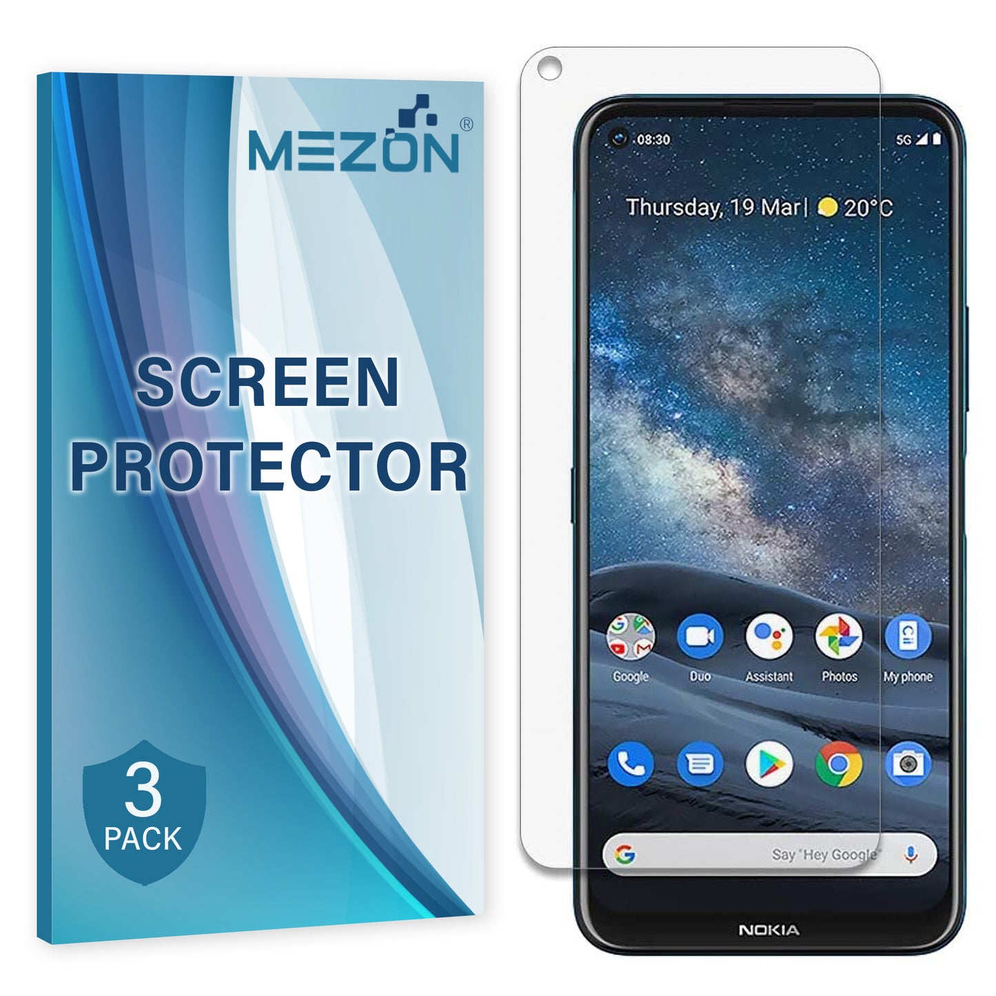 [3 Pack] MEZON Nokia 8.3 5G Ultra Clear Screen Protector Case Friendly Film (Nokia 8.3 5G, Clear)