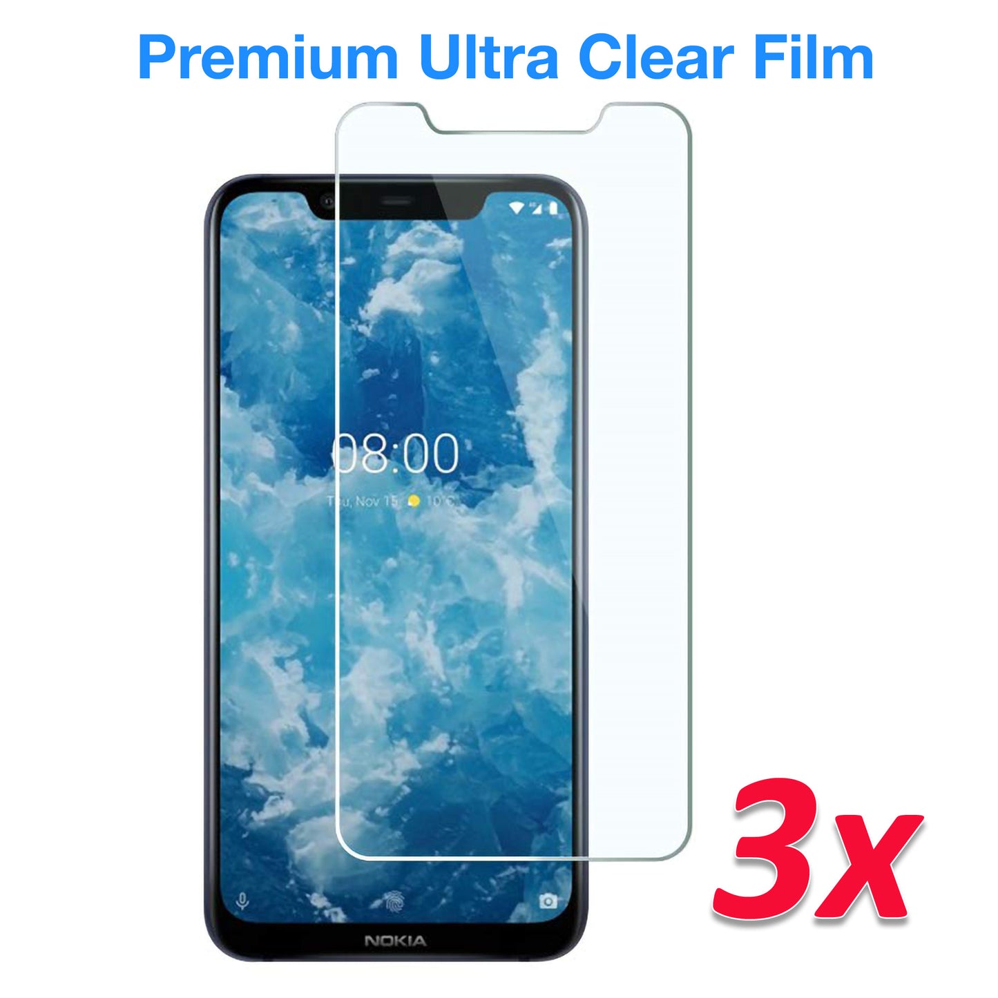 [3 Pack] MEZON Nokia 8.1 Ultra Clear Screen Protector Case Friendly Film (Nokia 8.1, Clear)