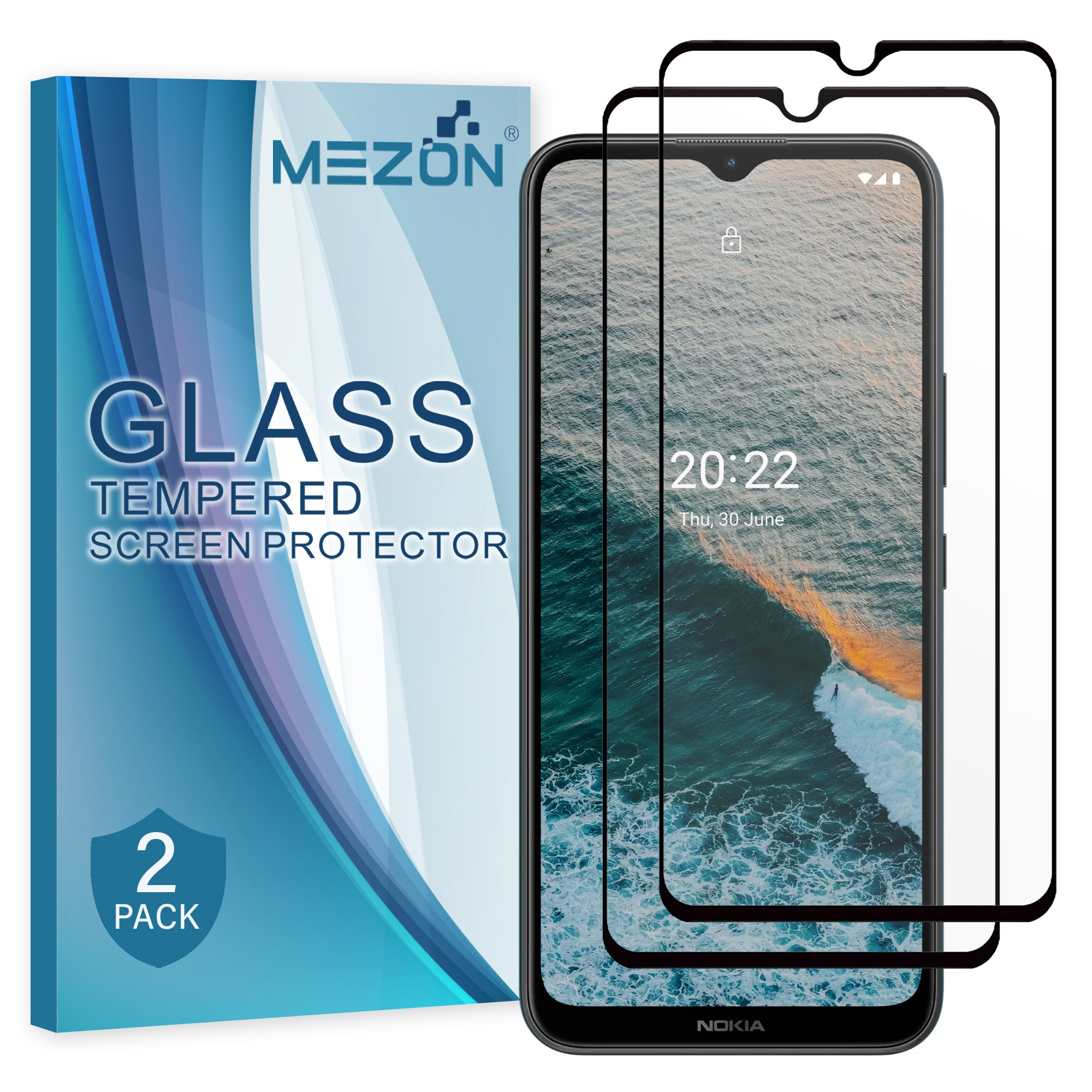 [2 Pack] MEZON Nokia C21 Plus Full-Cover 9H Tempered Glass