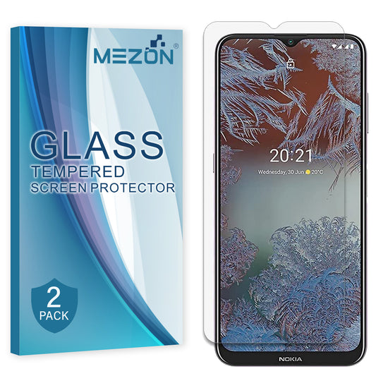 [2 Pack] MEZON Nokia G20 Tempered Glass Crystal Clear Premium 9H HD Case Friendly Screen Protector (Nokia G20, 9H)