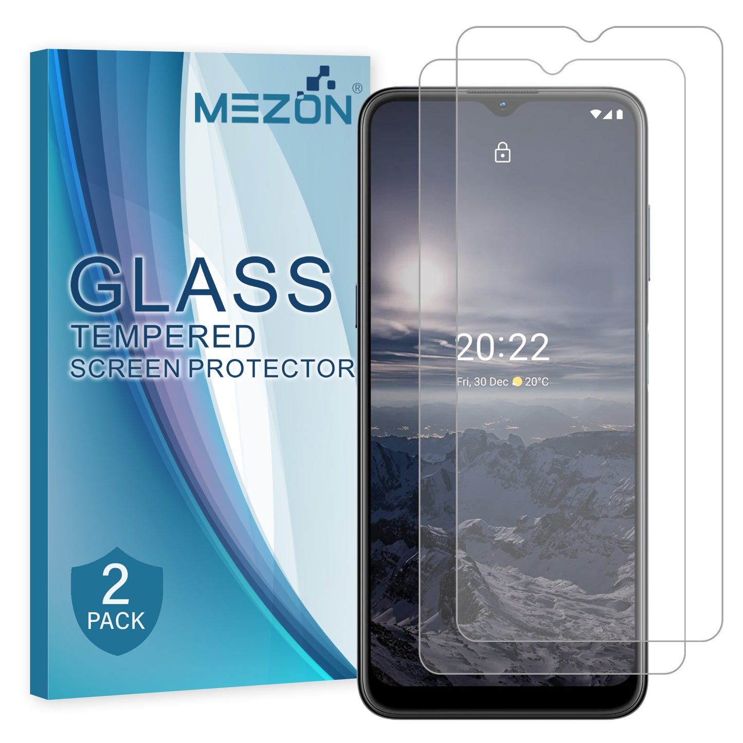 [2 Pack] MEZON Nokia G21 Tempered Glass Crystal Clear Premium 9H HD Case Friendly Screen Protector (Nokia G21, 9H)