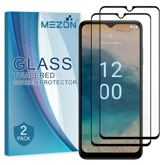 [2 Pack] MEZON Full Coverage Nokia G22 Tempered Glass Crystal Clear Premium 9H HD Screen Protector (Nokia G22, 9H Full)