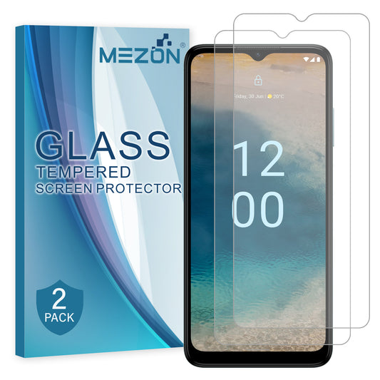 [2 Pack] MEZON Nokia G22 Tempered Glass Crystal Clear Premium 9H HD Case Friendly Screen Protector (Nokia G22, 9H)