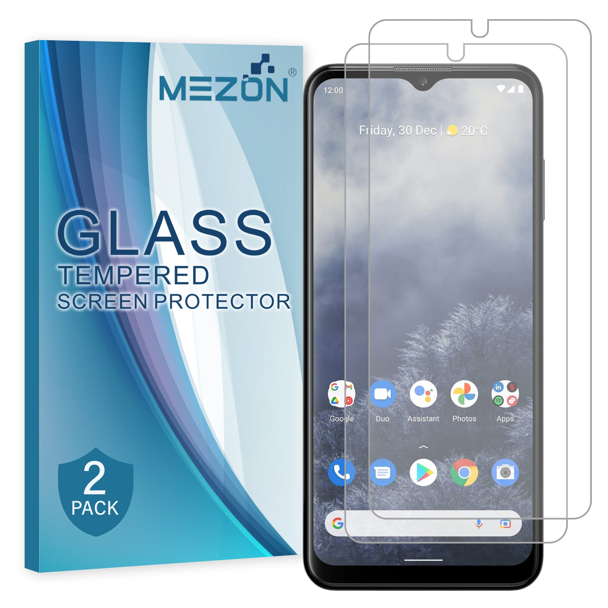 [2 Pack] MEZON Nokia G60 5G Case-Friendly 9H Tempered Glass