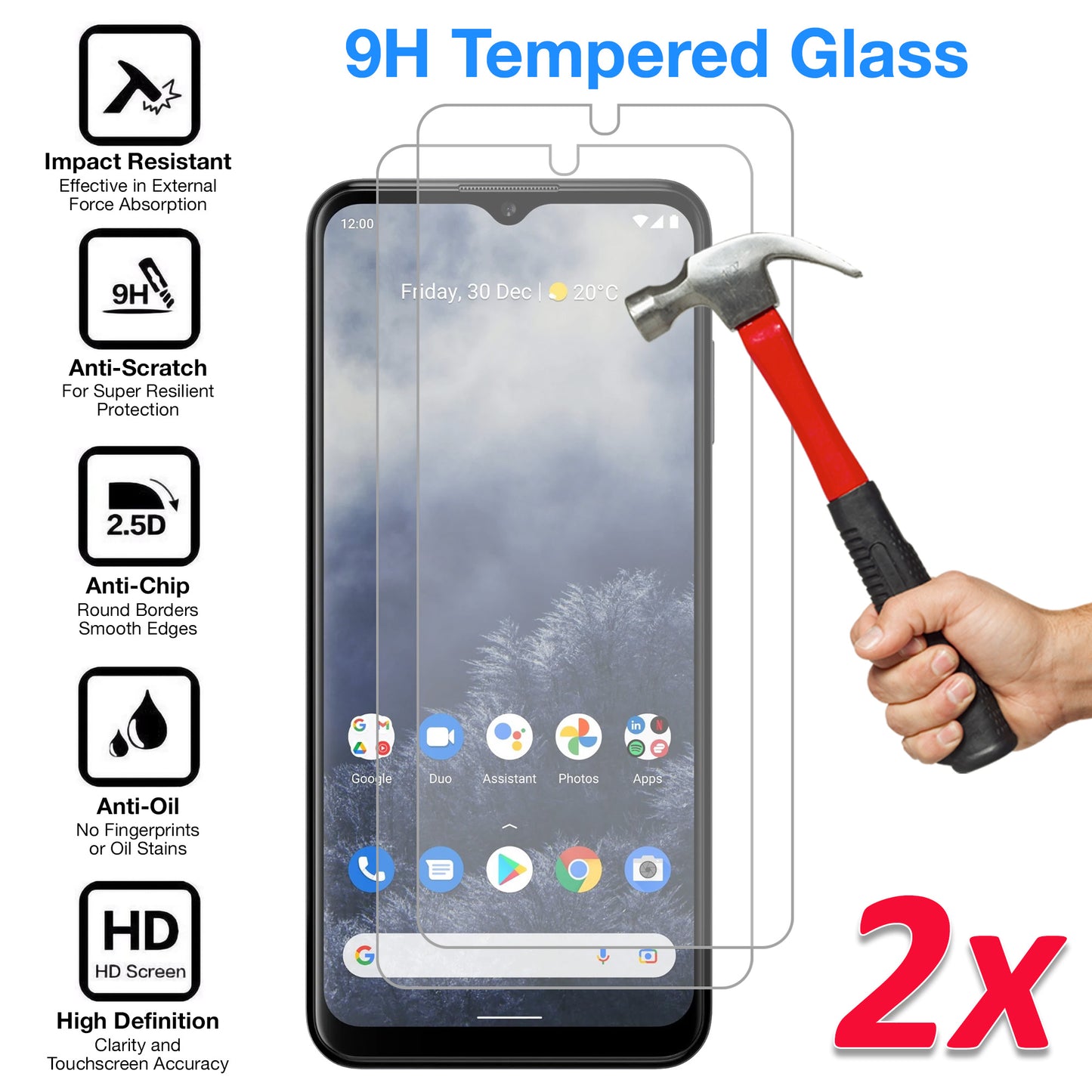 [2 Pack] MEZON Nokia G60 5G Tempered Glass Crystal Clear Premium 9H HD Case Friendly Screen Protector (Nokia G60 5G, 9H)