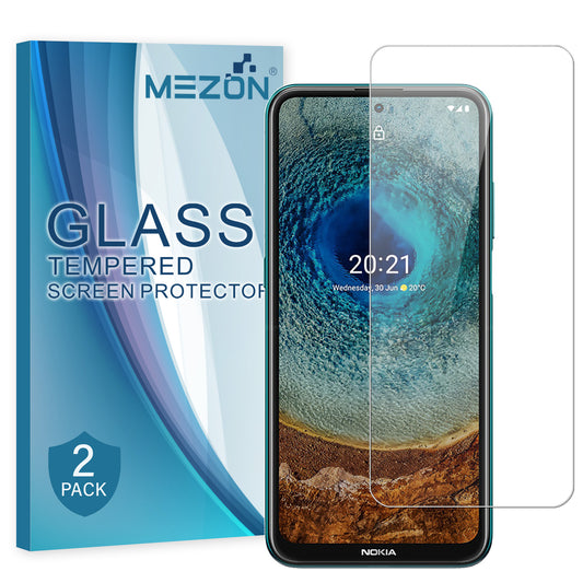 [2 Pack] MEZON Nokia X20 Tempered Glass Crystal Clear Premium 9H HD Case Friendly Screen Protector (Nokia X20, 9H)