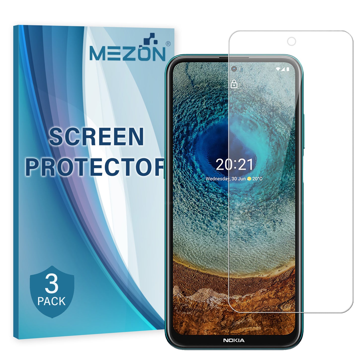 [3 Pack] MEZON Nokia X20 Ultra Clear Screen Protector Case Friendly Film (Nokia X20, Clear)