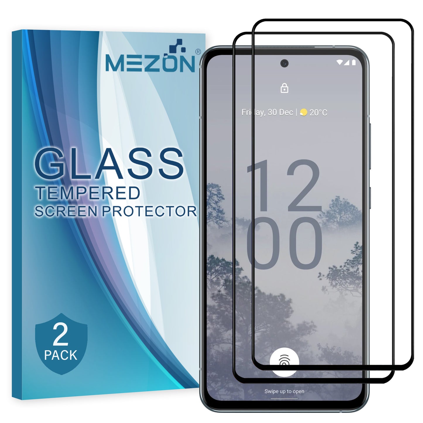 [2 Pack] MEZON Full Coverage Nokia X30 5G Tempered Glass Crystal Clear Premium 9H HD Screen Protector (Nokia X30 5G, 9H Full)