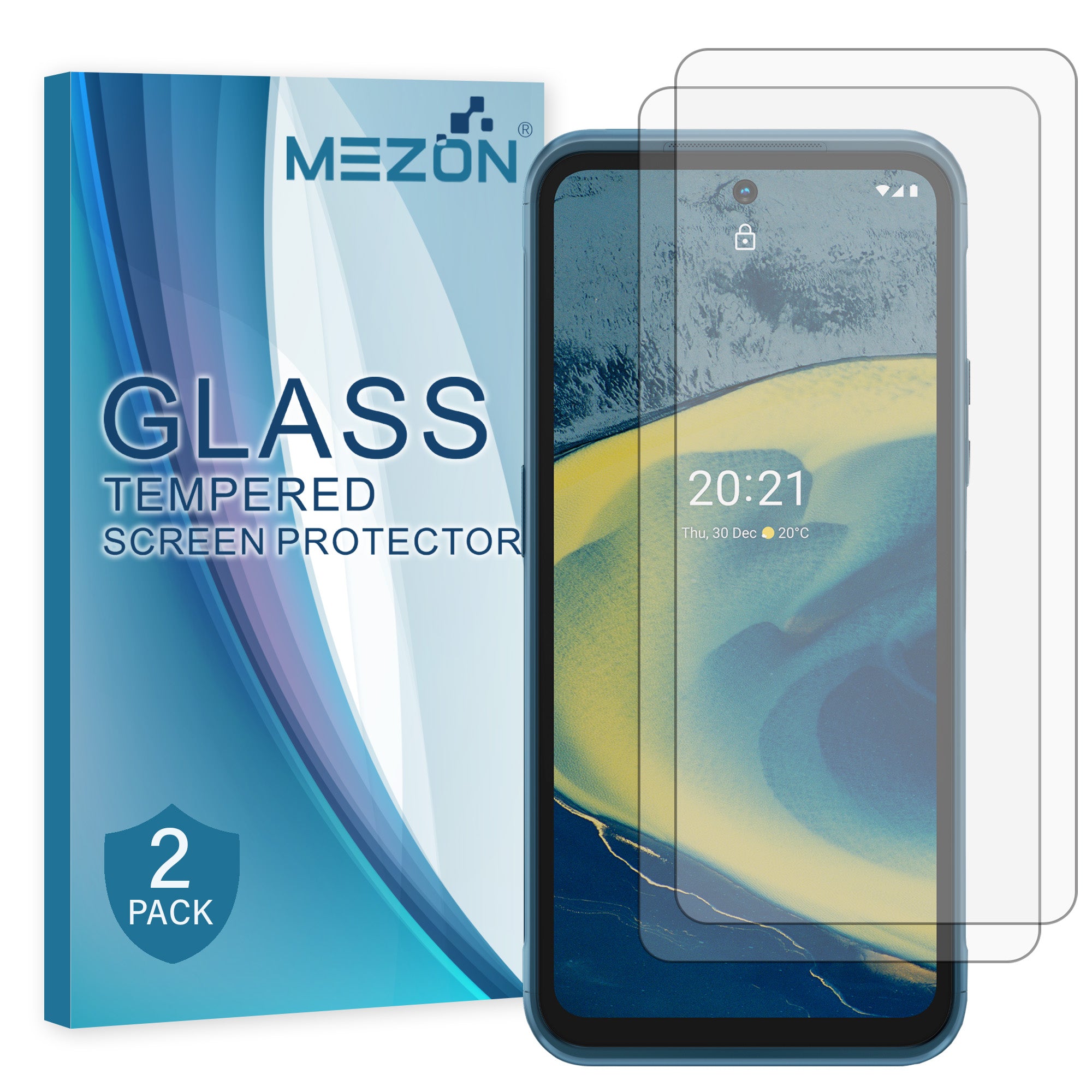 [2 Pack] MEZON Nokia XR20 Case-Friendly 9H Tempered Glass