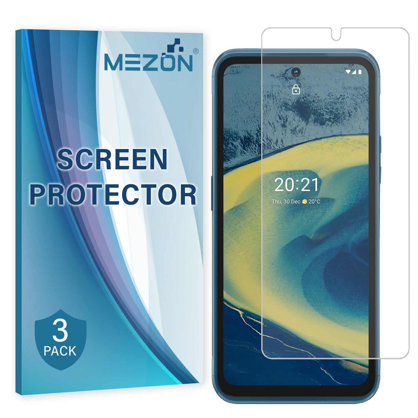 [3 Pack] MEZON Nokia XR20 Ultra Clear Screen Protector Case Friendly Film (Nokia XR20, Clear)