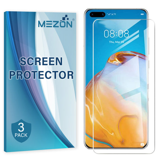 [3 Pack] MEZON HUAWEI P40 Premium Clear Edge-to-Edge Full Coverage Screen Protector Fingerprint Sensor Compatible Film