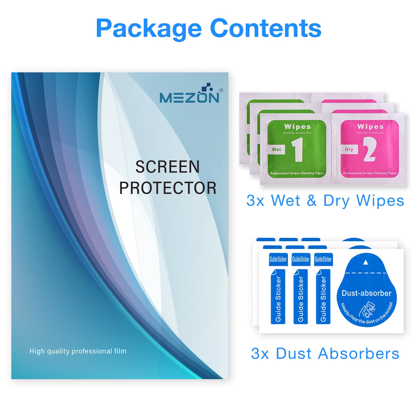[3 Pack] MEZON Apple iPad Pro 11" M2 2022 Anti-Glare Matte Film Screen Protector Case and Pencil Friendly (iPad Pro 11", Matte)