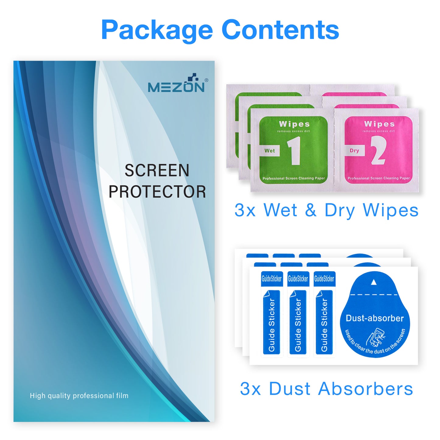 [3 Pack] MEZON Realme C11 Ultra Clear Screen Protector Case Friendly Film (Realme C11, Clear)