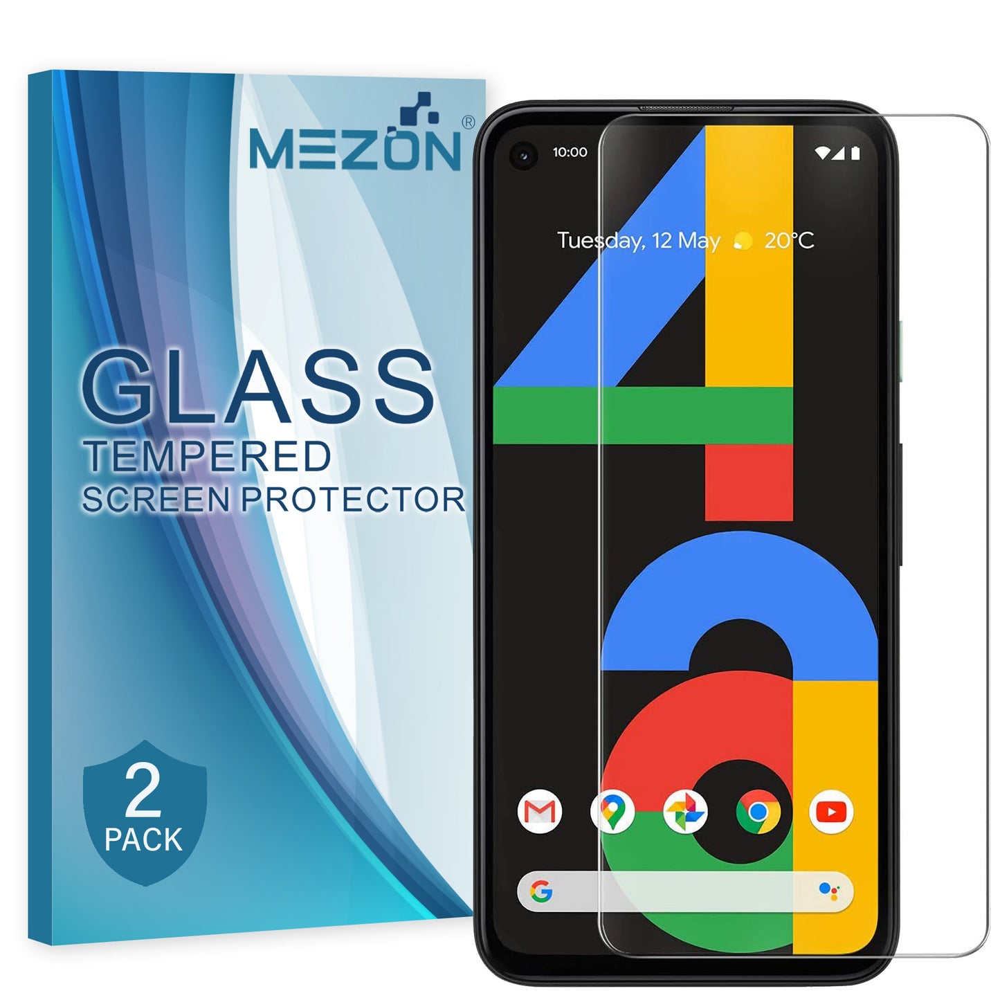[2 Pack] MEZON Google Pixel 4a (5.8") Tempered Glass Crystal Clear Premium 9H HD Case Friendly Screen Protector (Pixel 4a, 9H)