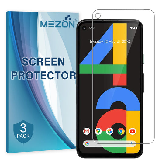 [3 Pack] MEZON Google Pixel 4a (5.8") Ultra Clear Screen Protector Case Friendly Film (Pixel 4a, Clear)