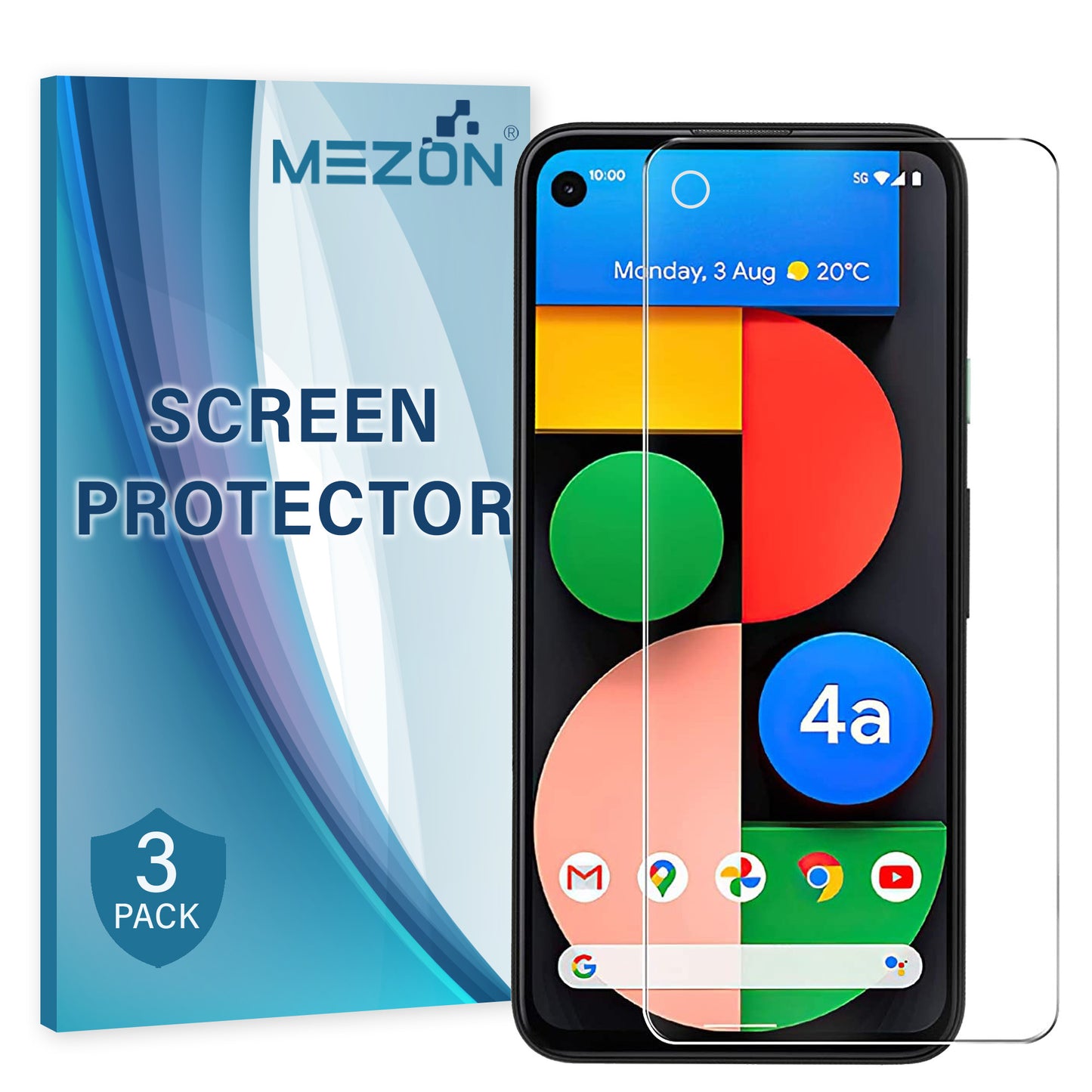 [3 Pack] MEZON Google Pixel 4a 5G (6.2") Ultra Clear Screen Protector Case Friendly Film (Pixel 4a 5G, Clear)