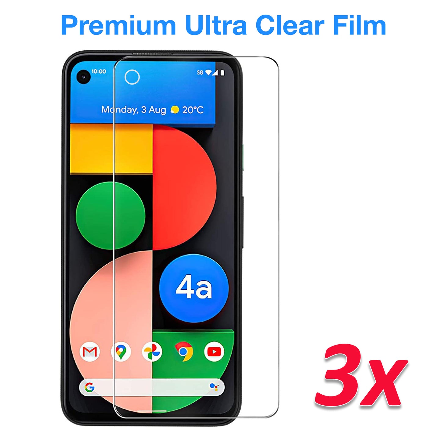 [3 Pack] MEZON Google Pixel 4a 5G (6.2") Ultra Clear Screen Protector Case Friendly Film (Pixel 4a 5G, Clear)