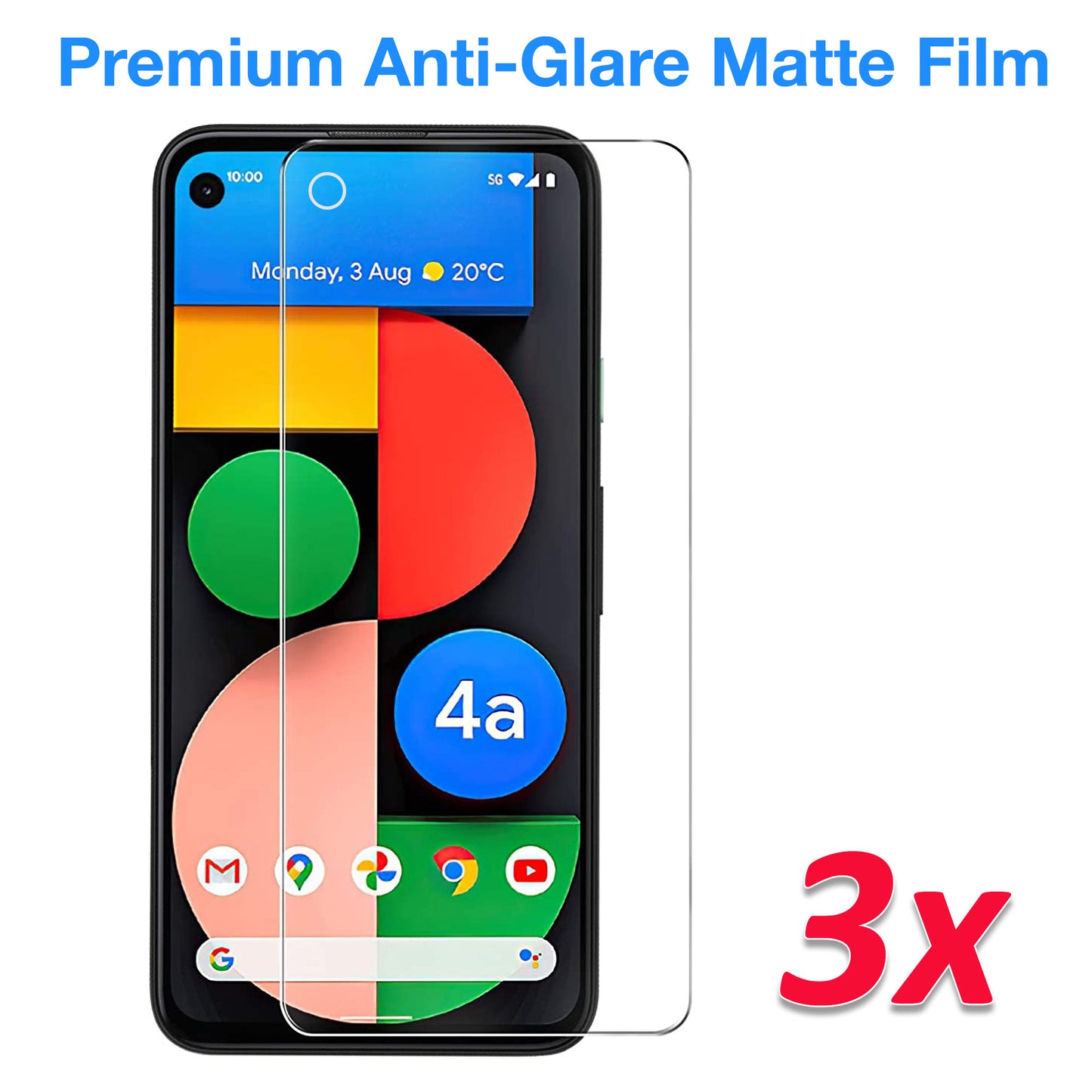 [3 Pack] MEZON Google Pixel 4a 5G (6.2") Anti-Glare Matte Screen Protector Case Friendly Film (Pixel 4a 5G, Matte)