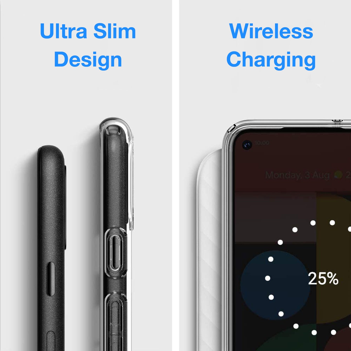 MEZON Google Pixel 5 (6.0") Ultra Slim Premium Crystal Clear TPU Gel Back Case – Wireless Charging Compatible