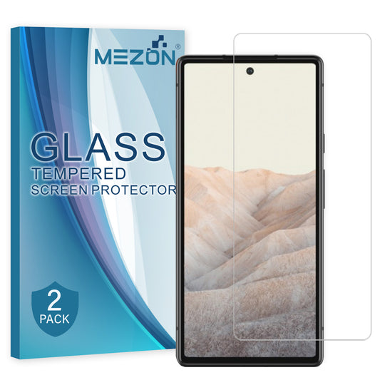 [2 Pack] MEZON Google Pixel 6 (6.4") Tempered Glass Crystal Clear Premium 9H HD Case Friendly Screen Protector (Pixel 6, 9H)