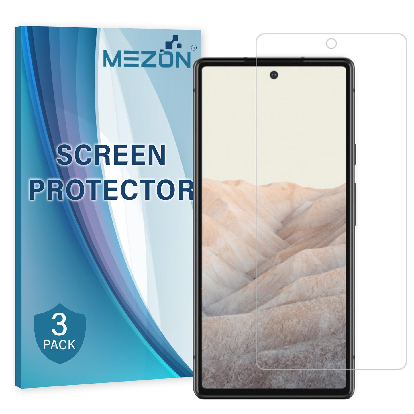 [3 Pack] MEZON Google Pixel 6 (6.4") Ultra Clear Screen Protector Case Friendly Film (Pixel 6, Clear)